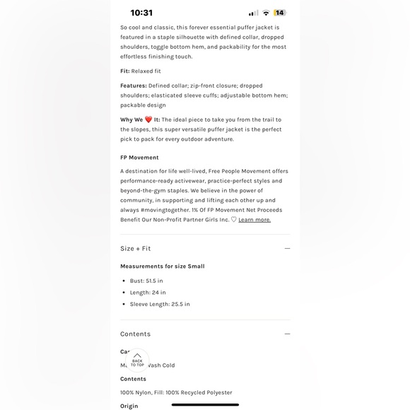 NWT FREE PEOPLE MOVEMENT Penelope Packable Puffer Jacket | Ice Grey MSRP $198 - Picture 6 of 12